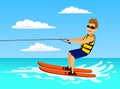 Man riding waterski. extreme summer water sport