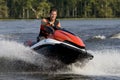 Man riding wave runner in river Royalty Free Stock Photo