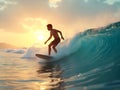 a man riding a wave on top of a surfboard generated