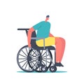 Man Riding Wheelchair Take Part in Marathon Competition. Handicapped Single Character Sport, Paralympic Athlete Workout