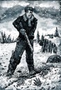 Man with Rifle on the Frozen Wasteland