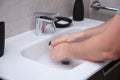 Man rinsing his hands with water Royalty Free Stock Photo