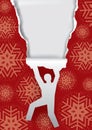 Man ripping Red Snowflakes Background Royalty Free Stock Photo