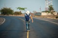 Man on the road Royalty Free Stock Photo