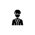 Man in robe black icon concept. Man in robe flat vector symbol, sign, illustration.