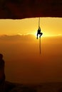 Man rock climber silhouette concepts of Courage and Adventure Royalty Free Stock Photo