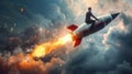 The Man on Rocket.AI generated image Royalty Free Stock Photo