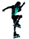 Man Roller Skater inline Roller Blading silhouette Royalty Free Stock Photo