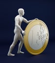 Man rolling a Euro coin Royalty Free Stock Photo