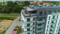 Man On The Roof Skyscraper Pila Dach Wiezowiec Aerial View Poland