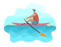 Man rower in a boat on the water