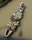 A man rowing flower boat on river in southern Vietnam Royalty Free Stock Photo