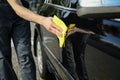 A man rubs a car. Car wash Clear car concept