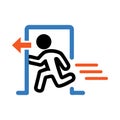 man, run, door, outdoor, emergency, exit, emergency outdoor icon