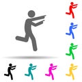 Man run, finger multi color style icon. Simple glyph, flat vector of man pointing finger icons for ui and ux, website or mobile Royalty Free Stock Photo