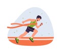 Man Runner Crossing Finish Line. Royalty Free Stock Photo