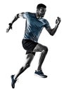 Man runner jogger running jogging isolated shadows Royalty Free Stock Photo