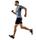 Man runner jogger running jogging isolated shadows Royalty Free Stock Photo