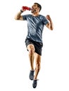 Man runner jogger running jogging isolated shadows Royalty Free Stock Photo