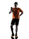 Man runner jogger smartphones headphones silhouette