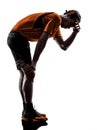 Man runner jogger tired exhaustion breathless heat silhouette Royalty Free Stock Photo