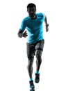 Man runner running jogger jogging isolated silhouette white background Royalty Free Stock Photo