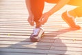 Man runner tying shoelaces Royalty Free Stock Photo