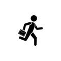 Man is running with a briefcase