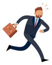 Man running with briefcase. Businessman hurrying to meeting. Guy late for work Royalty Free Stock Photo