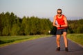 Man running on country road training Royalty Free Stock Photo