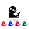 Man running debt ball fall multi color icon. Simple glyph, flat vector of profit icons for ui and ux, website or mobile