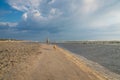 Man running with dog at beach Royalty Free Stock Photo