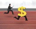 Man running after dollar money symbol Royalty Free Stock Photo