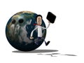 Man Running from Earth Bowling ball