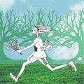 Man running in the forest