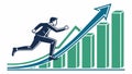 Man running on growth chart, business success and career boost vector design Generative AI Royalty Free Stock Photo