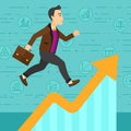 Man running on growth graph. Royalty Free Stock Photo