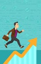 Man running on growth graph. Royalty Free Stock Photo