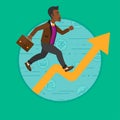 Man running on growth graph vector illustration. Royalty Free Stock Photo