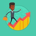 Man running on growth graph vector illustration. Royalty Free Stock Photo