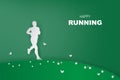 Man running Healthy lifestyle in green park.Minimal Healthy concept. Running. Exercise. Paper art style.Creative minimal paper art