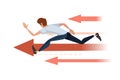 Man running on red arrow concept cartoon character design flat vector illustration on white background Royalty Free Stock Photo