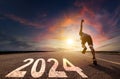 Man running and sprinting on road with 2024 Royalty Free Stock Photo