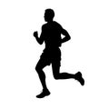 Man running sprinting silhouette flat isolated on transparent png background. Generative ai