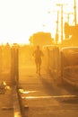 A man running at sunset on the edge of Ondina beach in Salvador, Bahia, Brazil