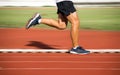 Man Running on track at Sport Stadium Royalty Free Stock Photo