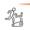 Man running on treadmill line vector icon