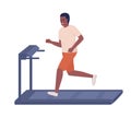 Man running on treadmill semi flat color vector character Royalty Free Stock Photo