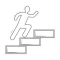 Man running up stairs linear icon. Career growth, progress, success, winning Royalty Free Stock Photo