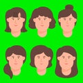 Women Cartoon Avatar Face Icon Set